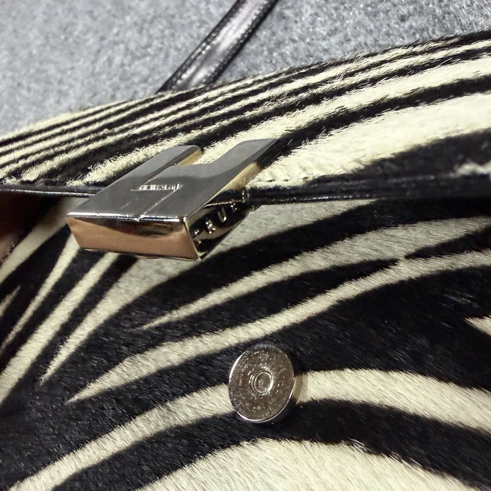 Lambertson Truex Handbag Calf Hair Zebra Print Shoulder Strap Italy Luxury